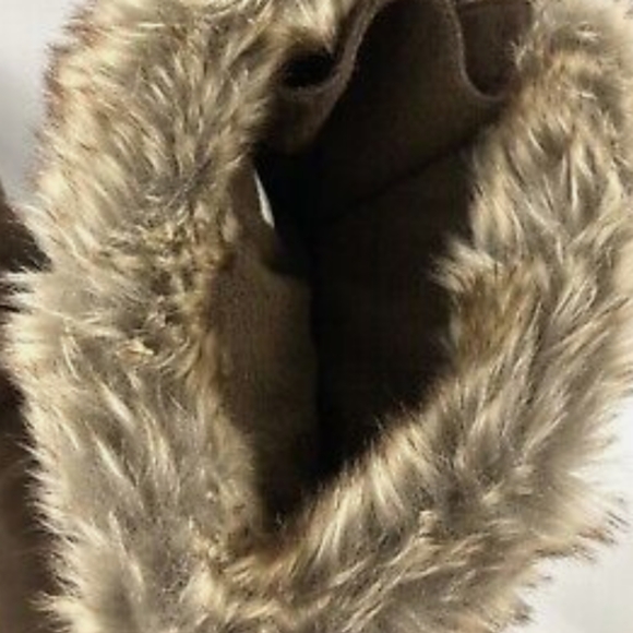 New Mossimo Women's Adjustable Lace Calf Boots Brown Faux Suede Fur Trim Size 8 - Picture 2 of 7